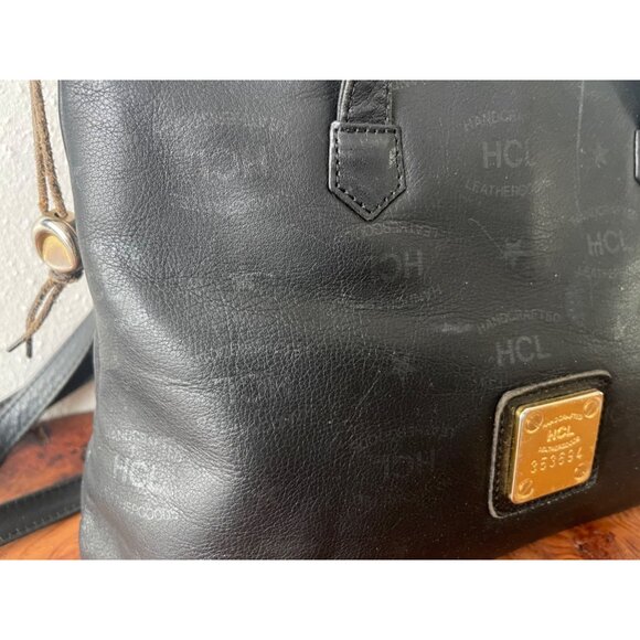 VTG HCL Designer Handcrafted Black Leather Handbag Tote W/Straps - Picture 4 of 14